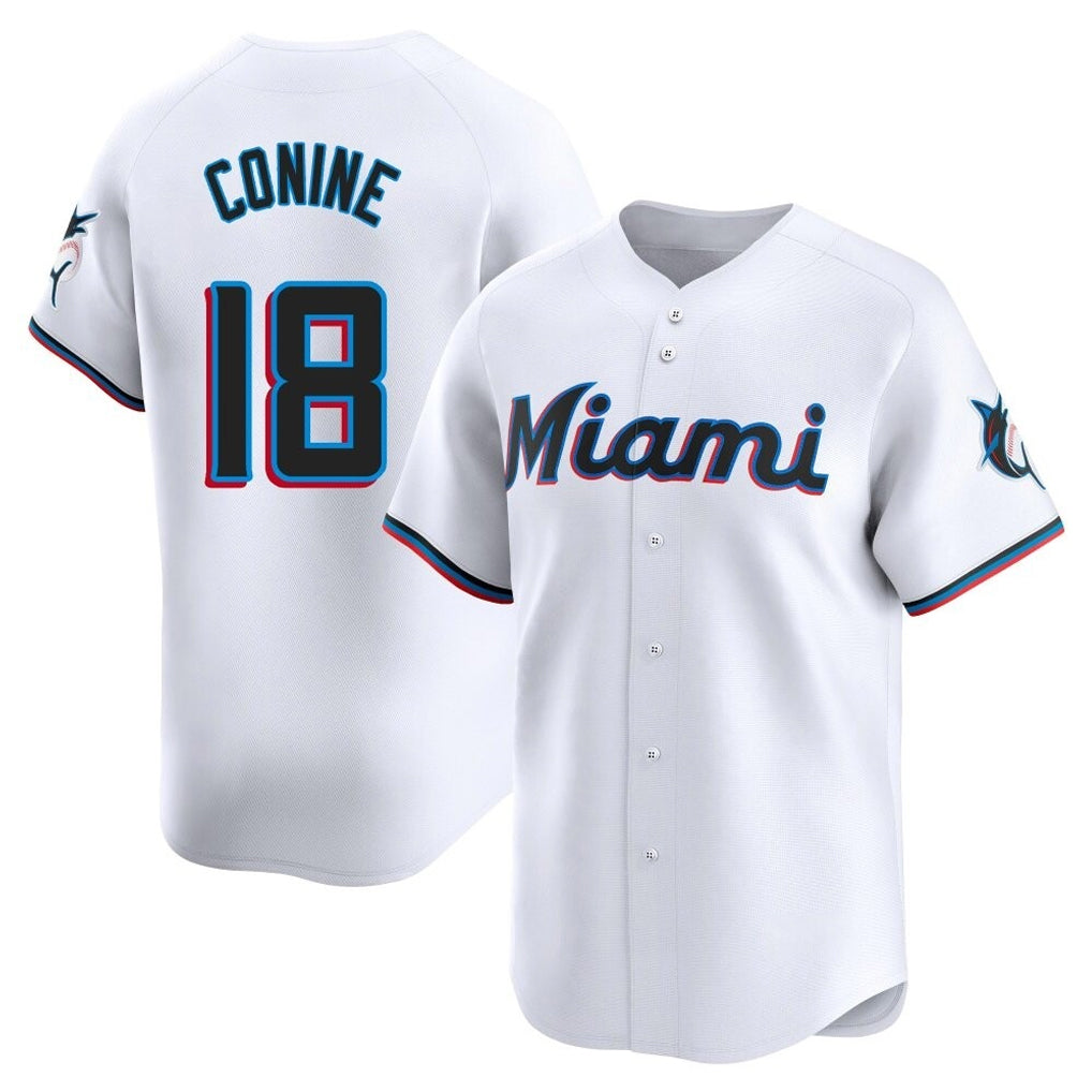 Vanessashop M.Marlins #18 Griffin Conine Player White Home Limited Stitched Jerseys