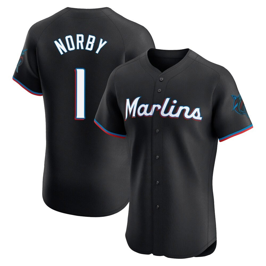 M.Marlins #1 Connor Norby Player Black Vanessashop Vapor Home Limited Elite Stitched Jerseys