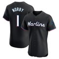 M.Marlins #1 Connor Norby Player Black Vanessashop Vapor Home Limited Elite Stitched Jerseys