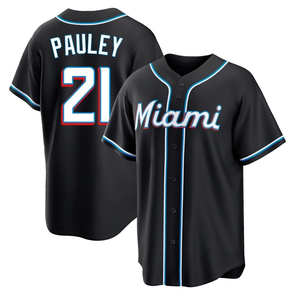 Vanessashop M.Marlins #21 Graham Pauley Player Black Fashion Out Home Game Stitched Jerseys