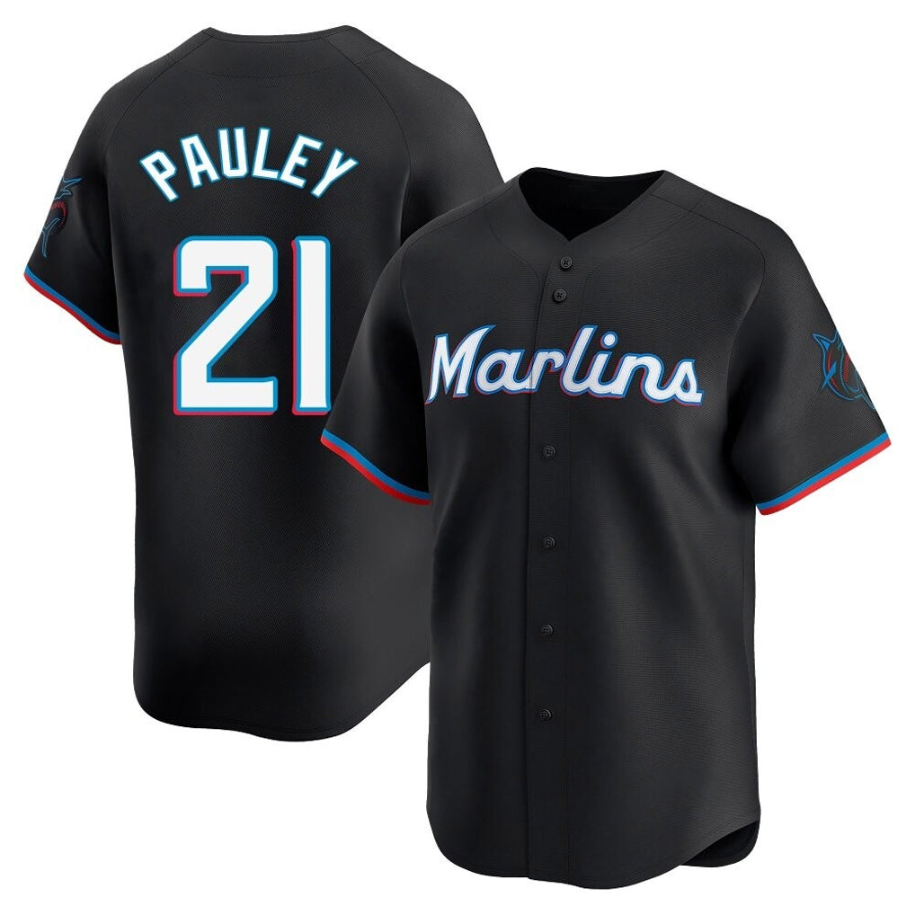 Vanessashop M.Marlins #21 Graham Pauley Player Black  Home Limited Stitched Jerseys