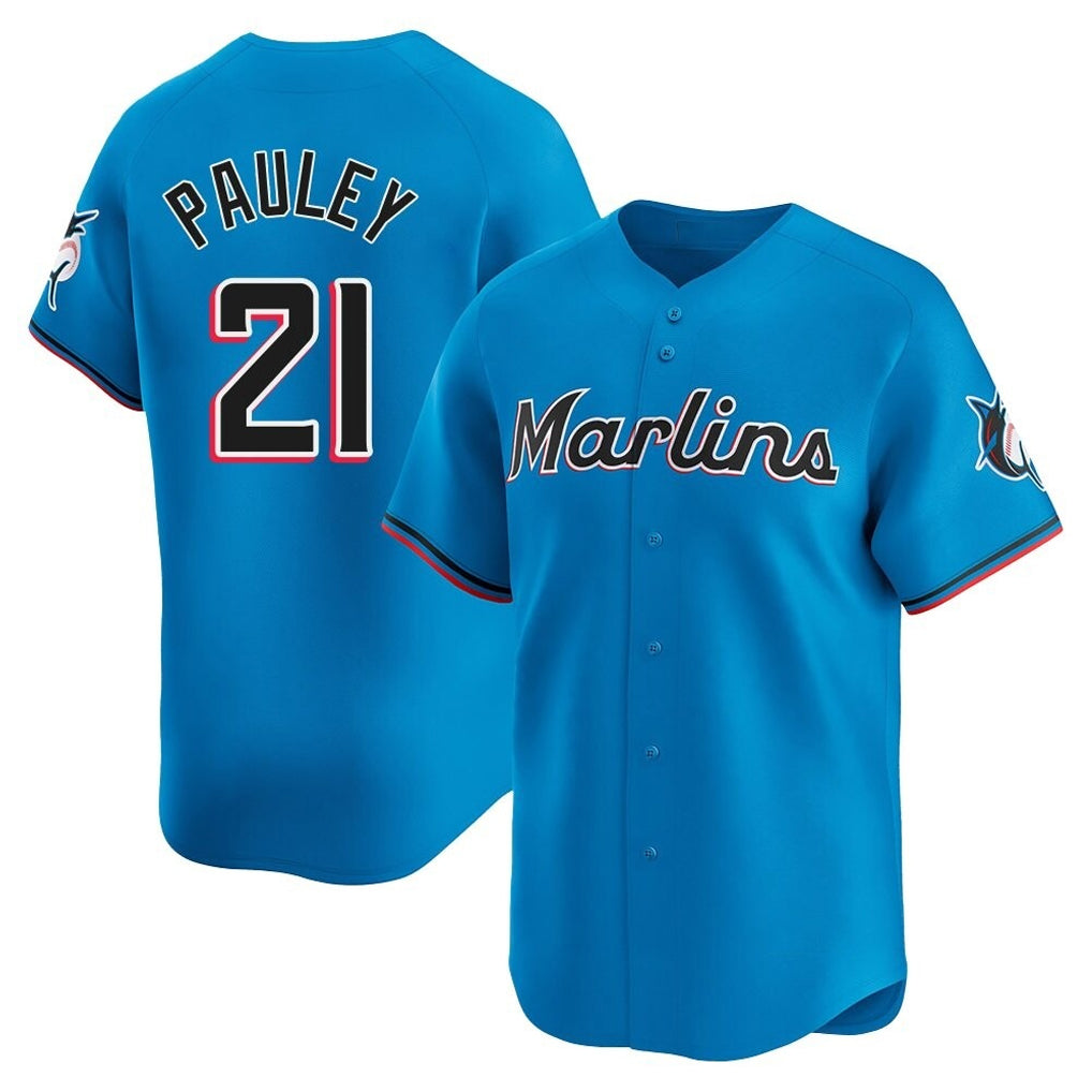 Vanessashop M.Marlins #21 Graham Pauley Player Blue Home Limited Stitched Jerseys