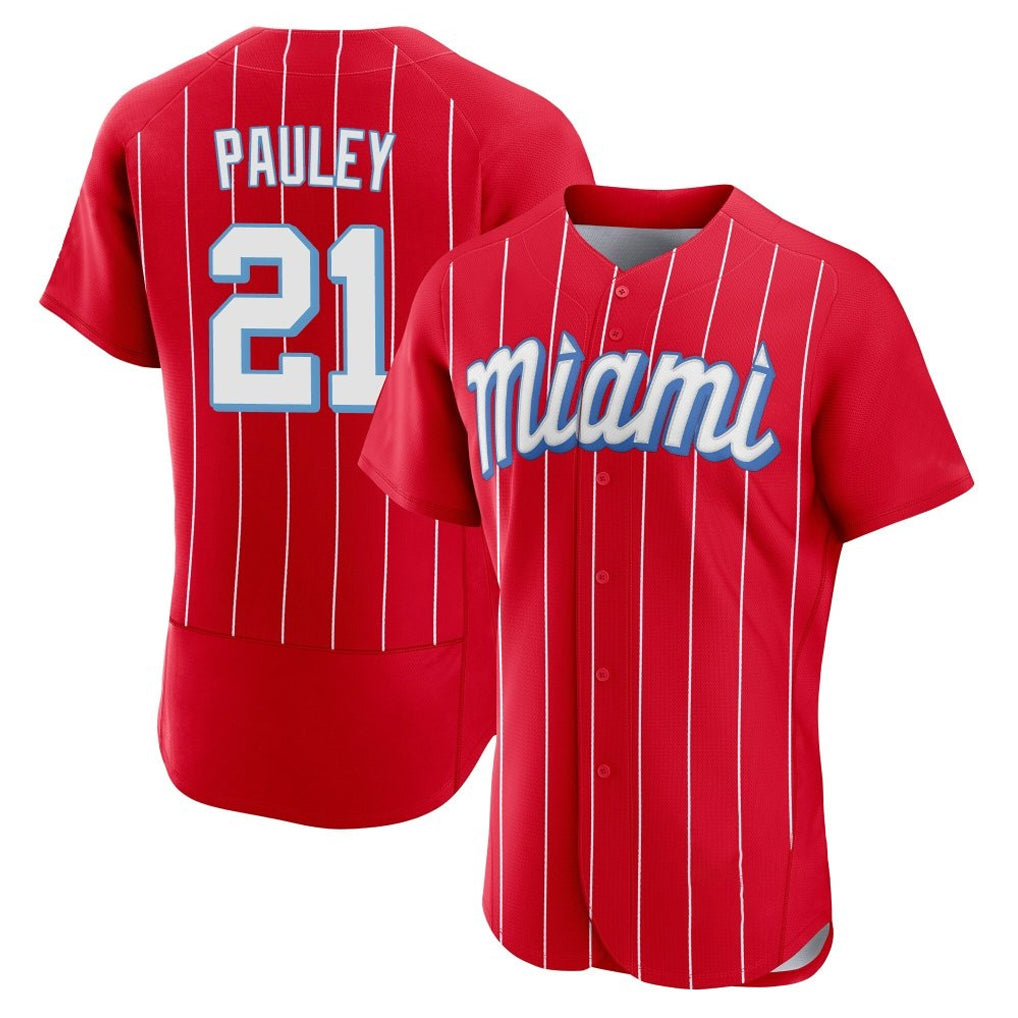 Vanessashop M.Marlins #21 Graham Pauley Player Red City Connect Home Limited Elite Stitched Jerseys