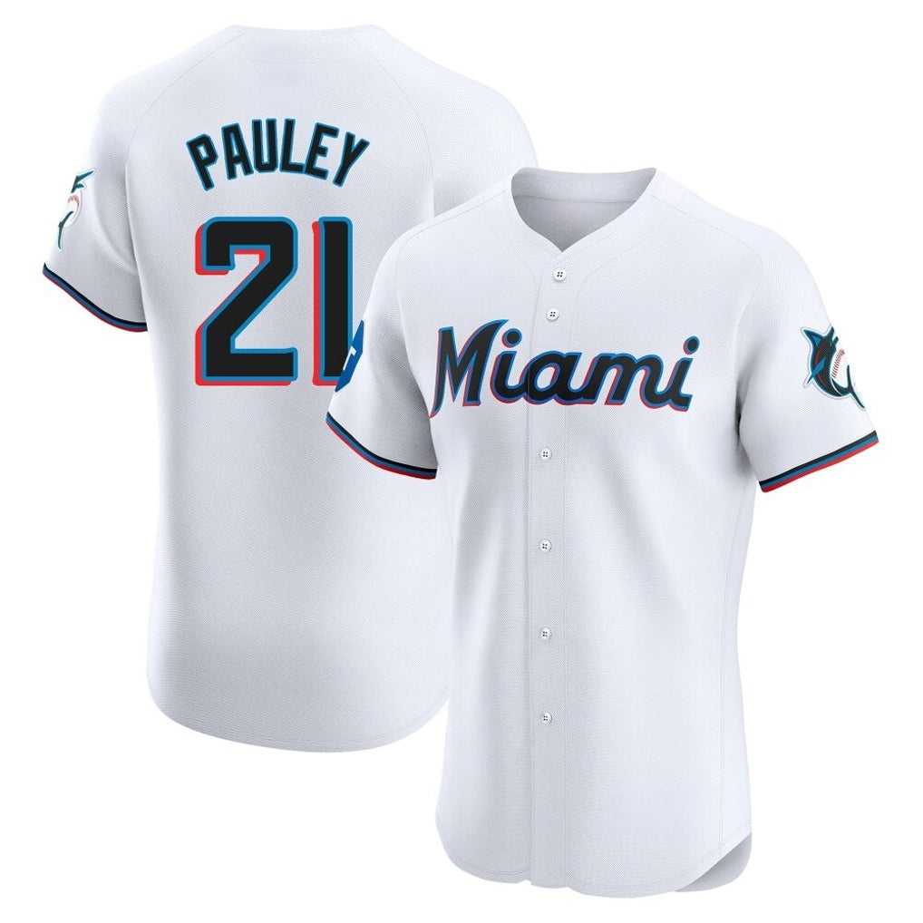 Vanessashop M.Marlins #21 Graham Pauley Player White  Home Limited Elite Stitched Jerseys