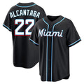 Vanessashop M.Marlins #22 Sandy Alcantara Player Black Fashion Out Home Game Stitched Jerseys