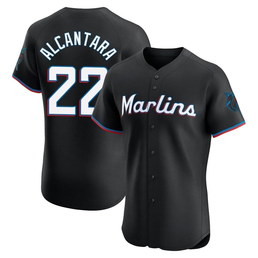 Vanessashop M.Marlins #22 Sandy Alcantara Player Black Vapor Home Limited Elite Stitched Jerseys