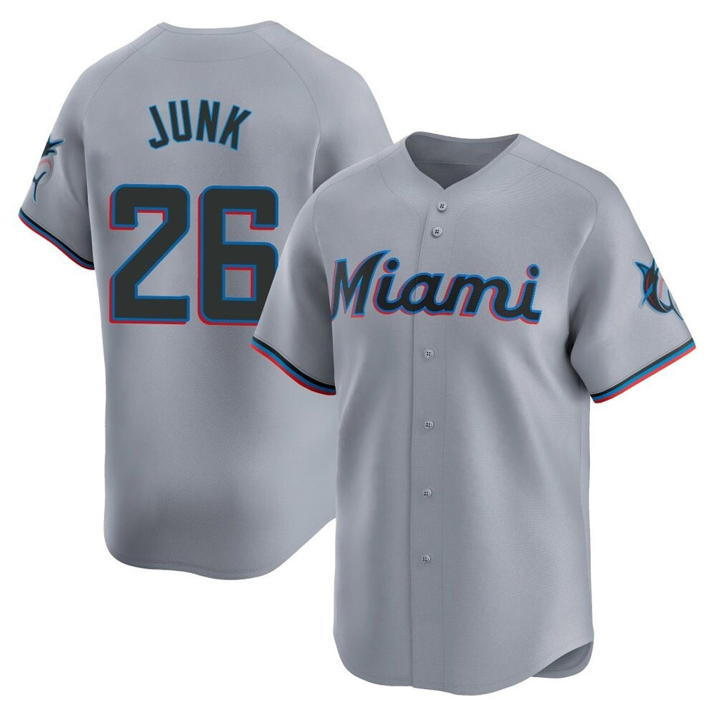 Vanessashop M.Marlins #26 Janson Junk Player Gray Home Limited Stitched Jerseys