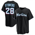 Vanessashop M.Marlins #28 Kyle Stowers Player Black  Home Game Stitched Jerseys