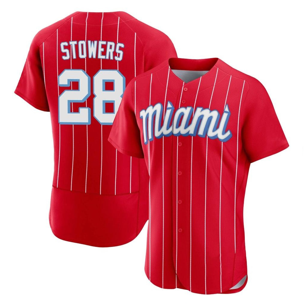 Vanessashop M.Marlins #28 Kyle Stowers Player Red City Connect Home Limited Elite Stitched Jerseys