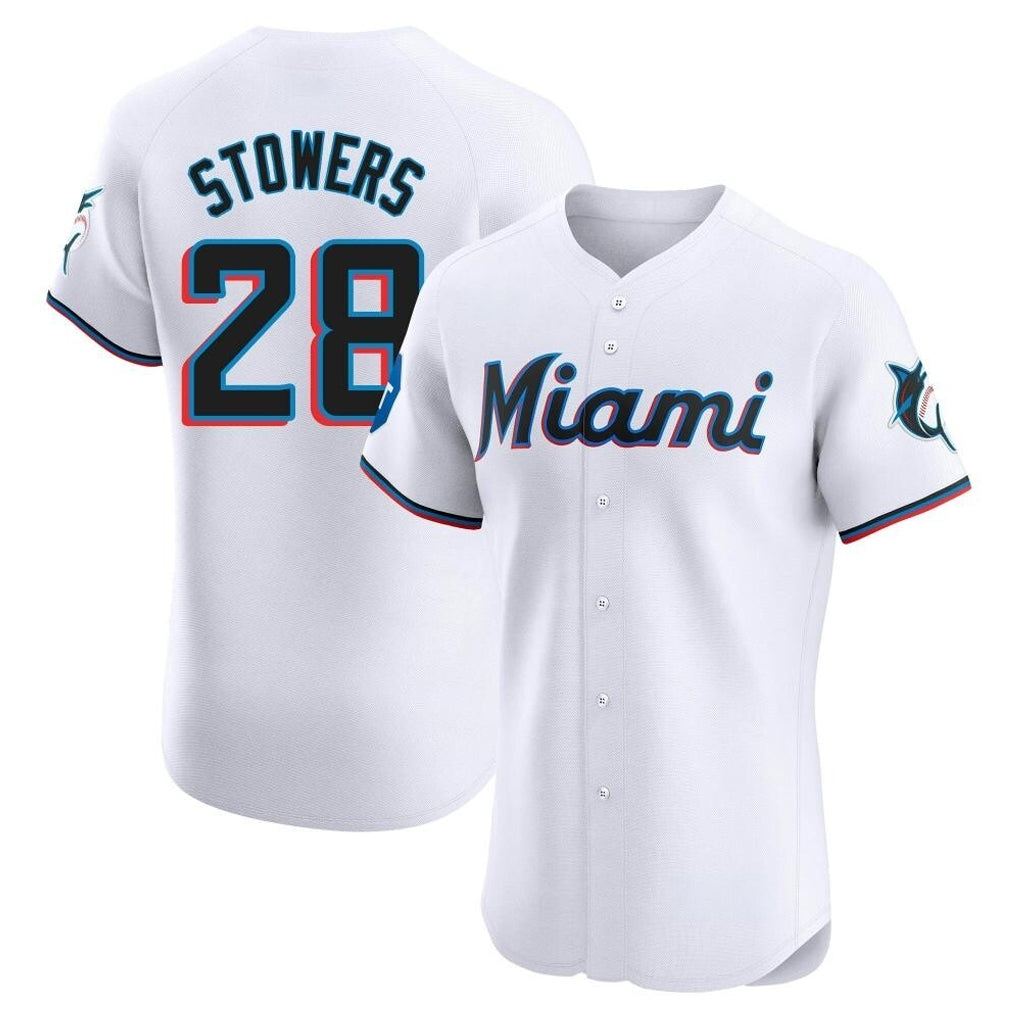 Vanessashop M.Marlins #28 Kyle Stowers Player White  Home Limited Elite Stitched Jerseys