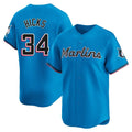 Vanessashop M.Marlins #34 Liam Hicks Player Blue Home Limited Stitched Jerseys