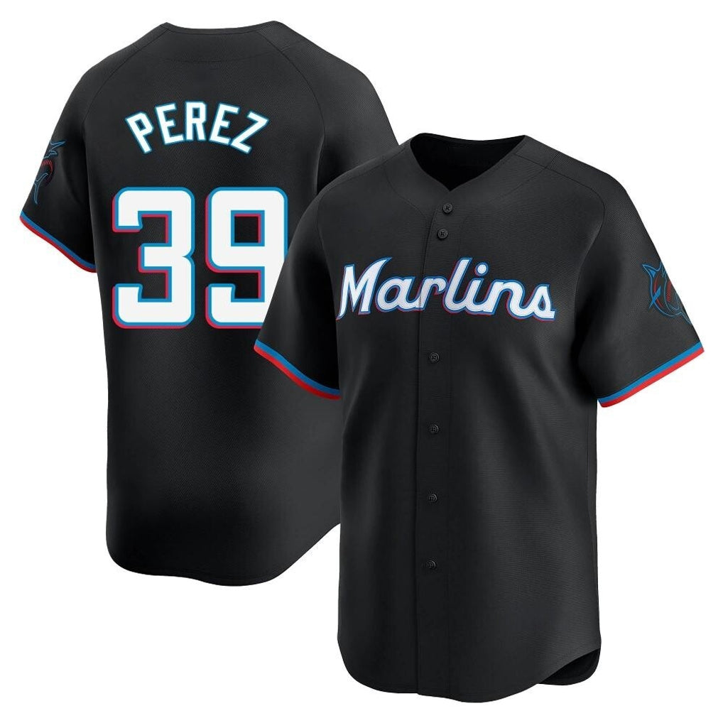 Vanessashop M.Marlins #39 Eury Perez Player Black  Home Limited Stitched Jerseys