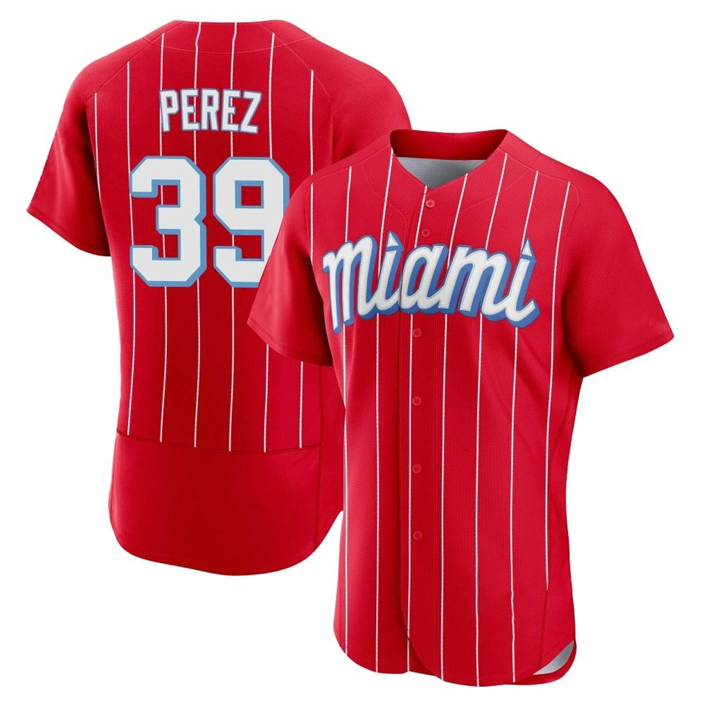 Vanessashop M.Marlins #39 Eury Perez Player Red City Connect Home Limited Elite Stitched Jerseys