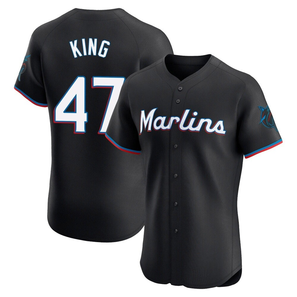 Vanessashop M.Marlins #47 John King Player Black Vapor Home Limited Elite Stitched Jerseys