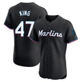 Vanessashop M.Marlins #47 John King Player Black Vapor Home Limited Elite Stitched Jerseys