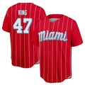 Vanessashop M.Marlins #47 John King Player Red City Connect Home Game Stitched Jerseys
