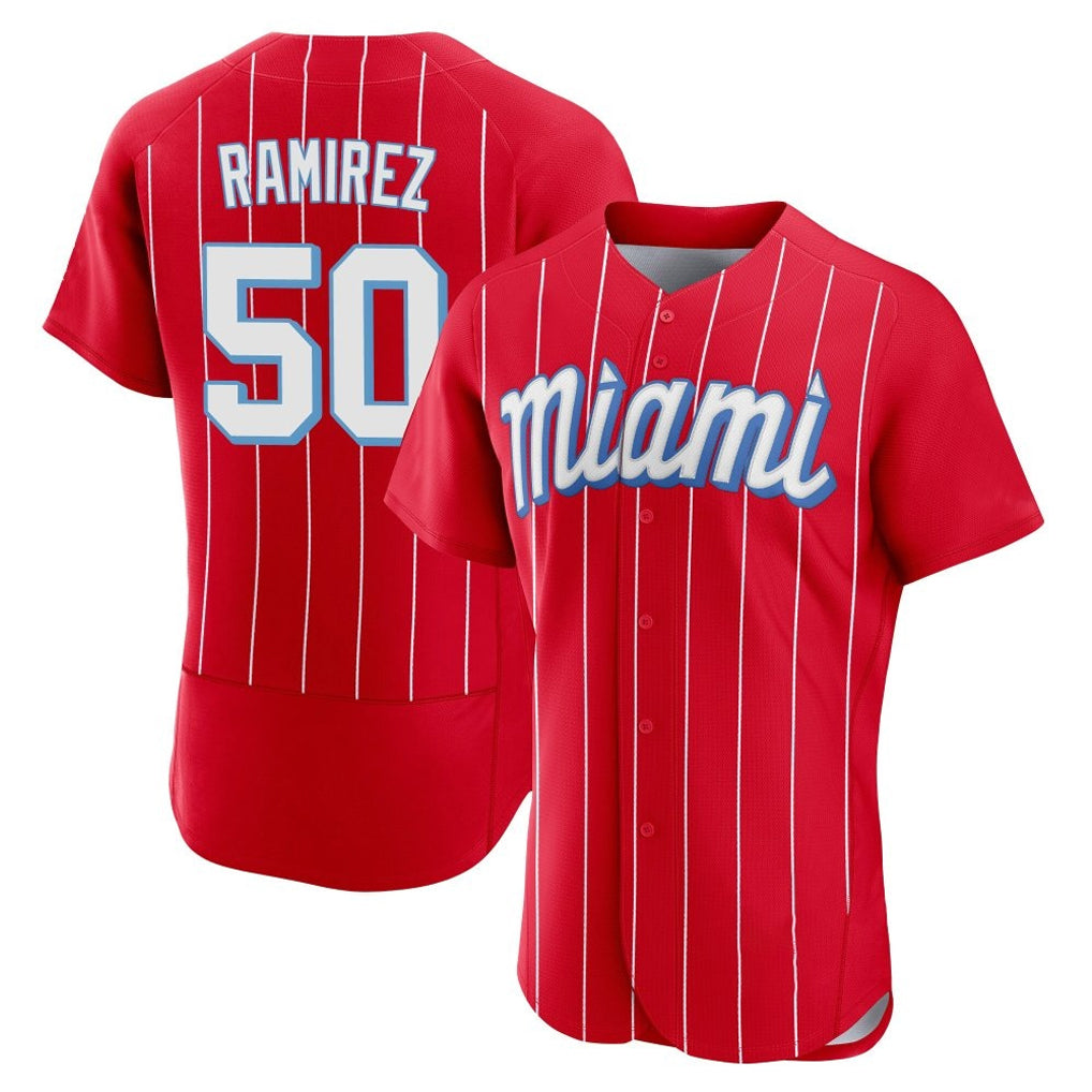 Vanessashop M.Marlins #50 Agustin Ramirez Player Red City Connect Home Limited Elite Stitched Jerseys