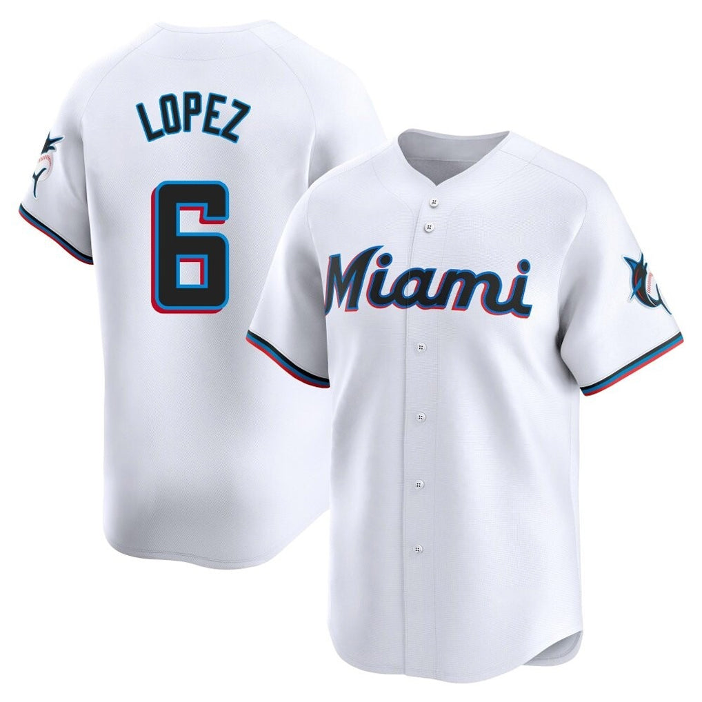 Vanessashop M.Marlins #6 Otto Lopez Player White  Home Limited Stitched Jerseys