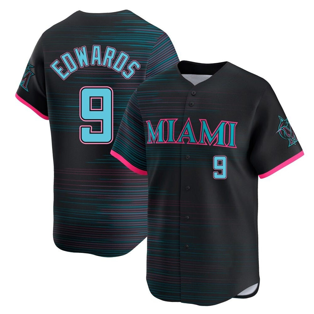 Vanessashop M.Marlins #9 Xavier Edwards Player Black City Connect Home Limited Stitched Jerseys
