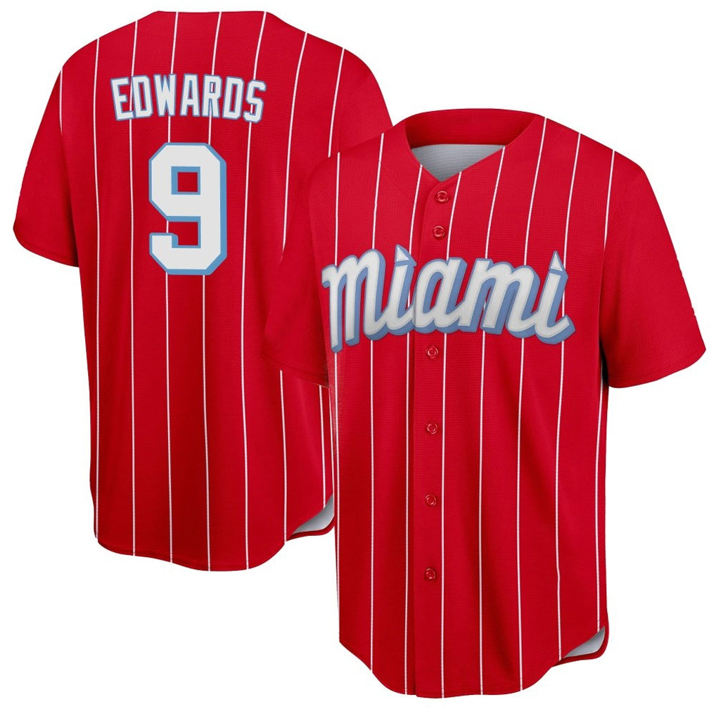 Vanessashop M.Marlins #9 Xavier Edwards Player Red City Connect Home Game Stitched Jerseys
