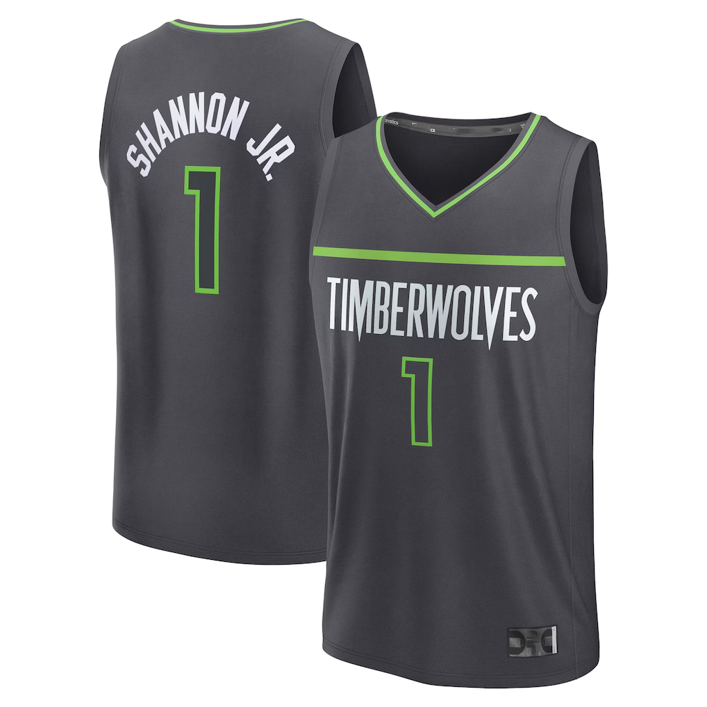 Vanessashop M.Timberwolves #1 Terrence Shannon Jr. Anthracite Fast Break Replica Stitched Jerseys - Statement Edition