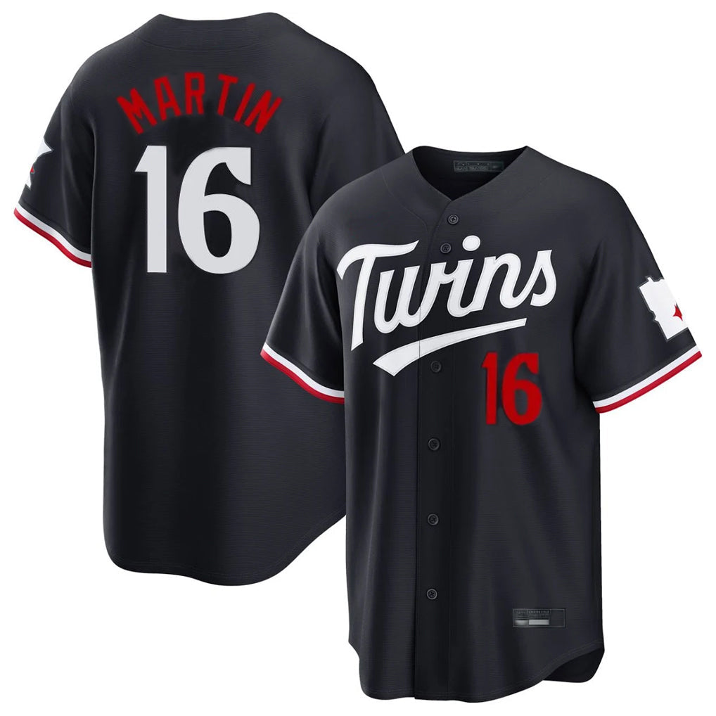 Vanessashop M.Twins #16 Austin Martin Player Navy Home Game Stitched Jerseys