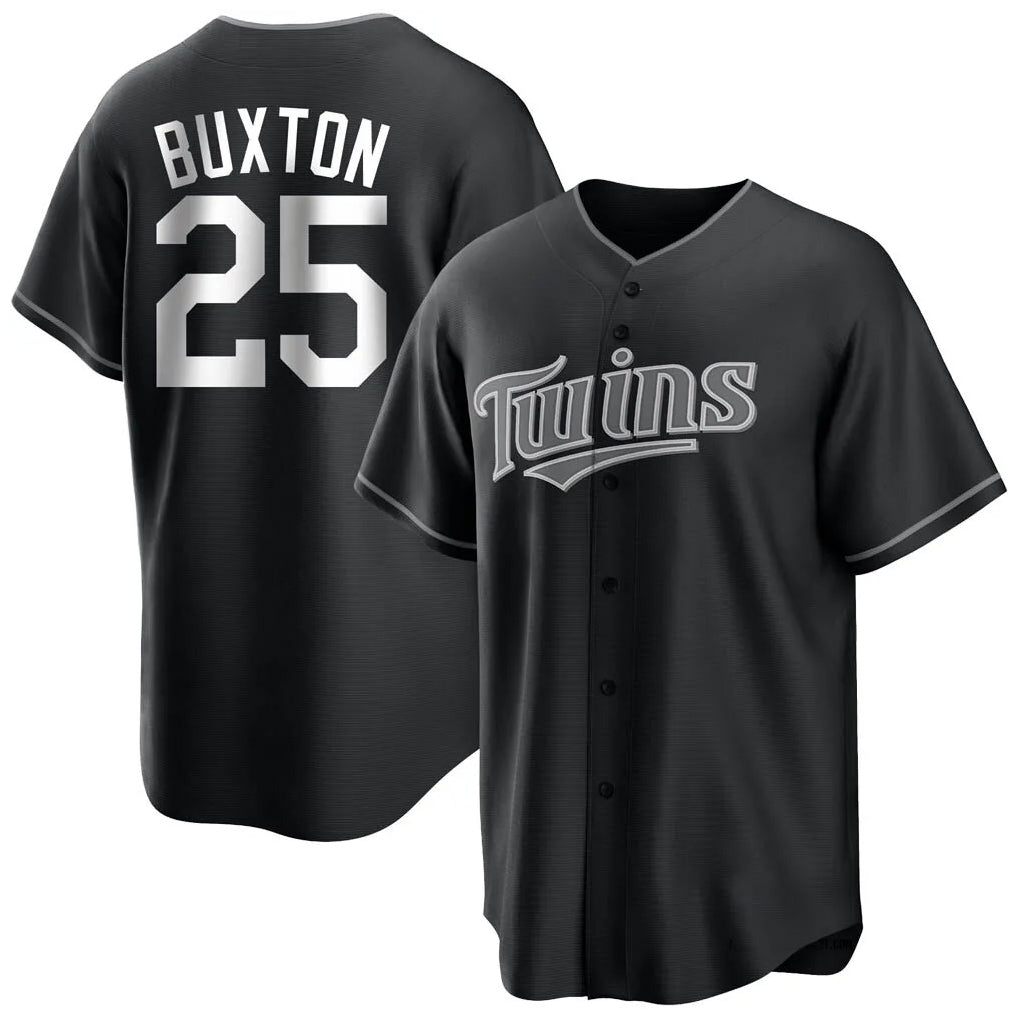 Vanessashop M.Twins #25 Byron Buxton Player Black Home Game Stitched Jerseys