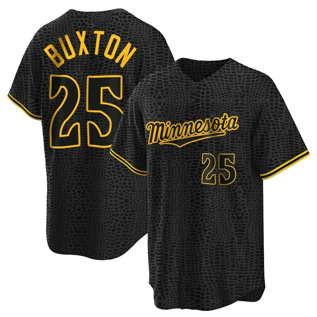Vanessashop M.Twins #25 Byron Buxton Player Black Snake Skin City Home Game Stitched Jerseys