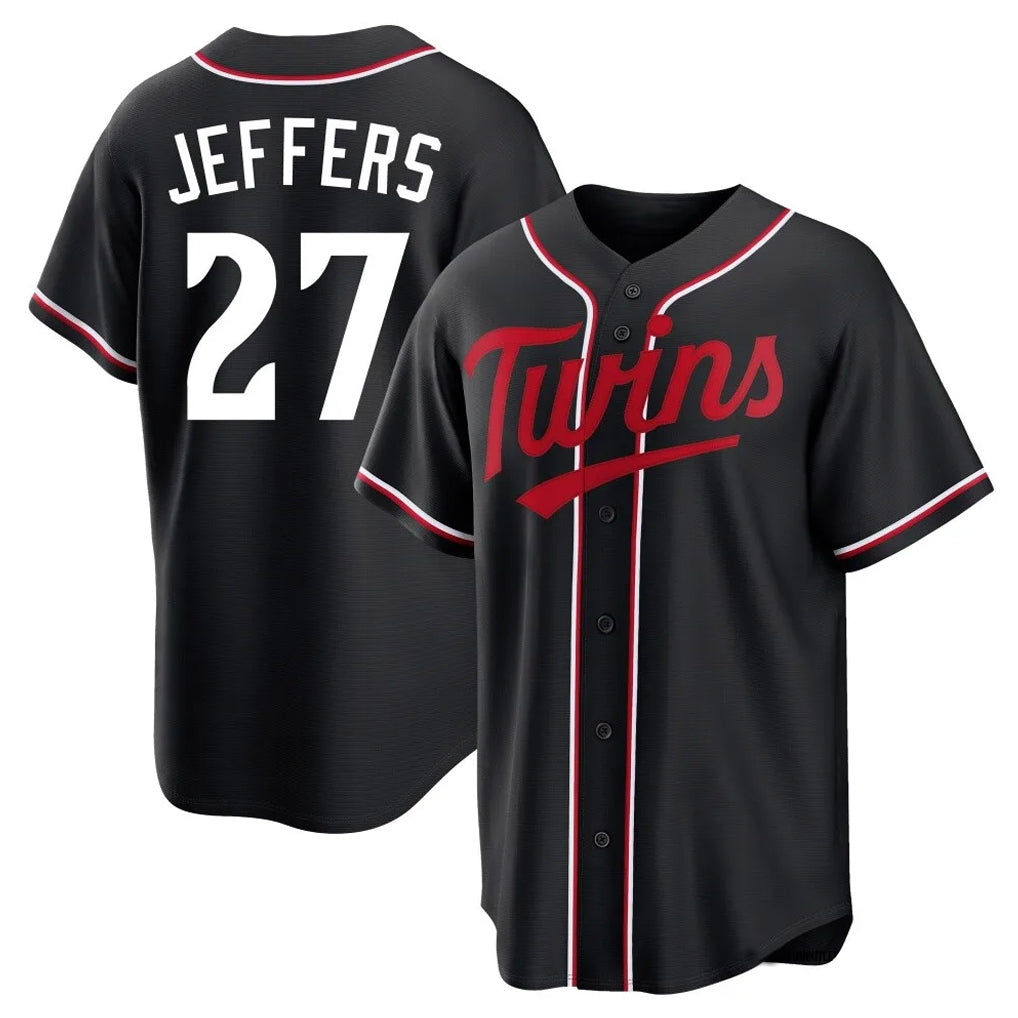 Vanessashop M.Twins #27 Ryan Jeffers Player Black Fashion Out Home Limited Stitched Jerseys