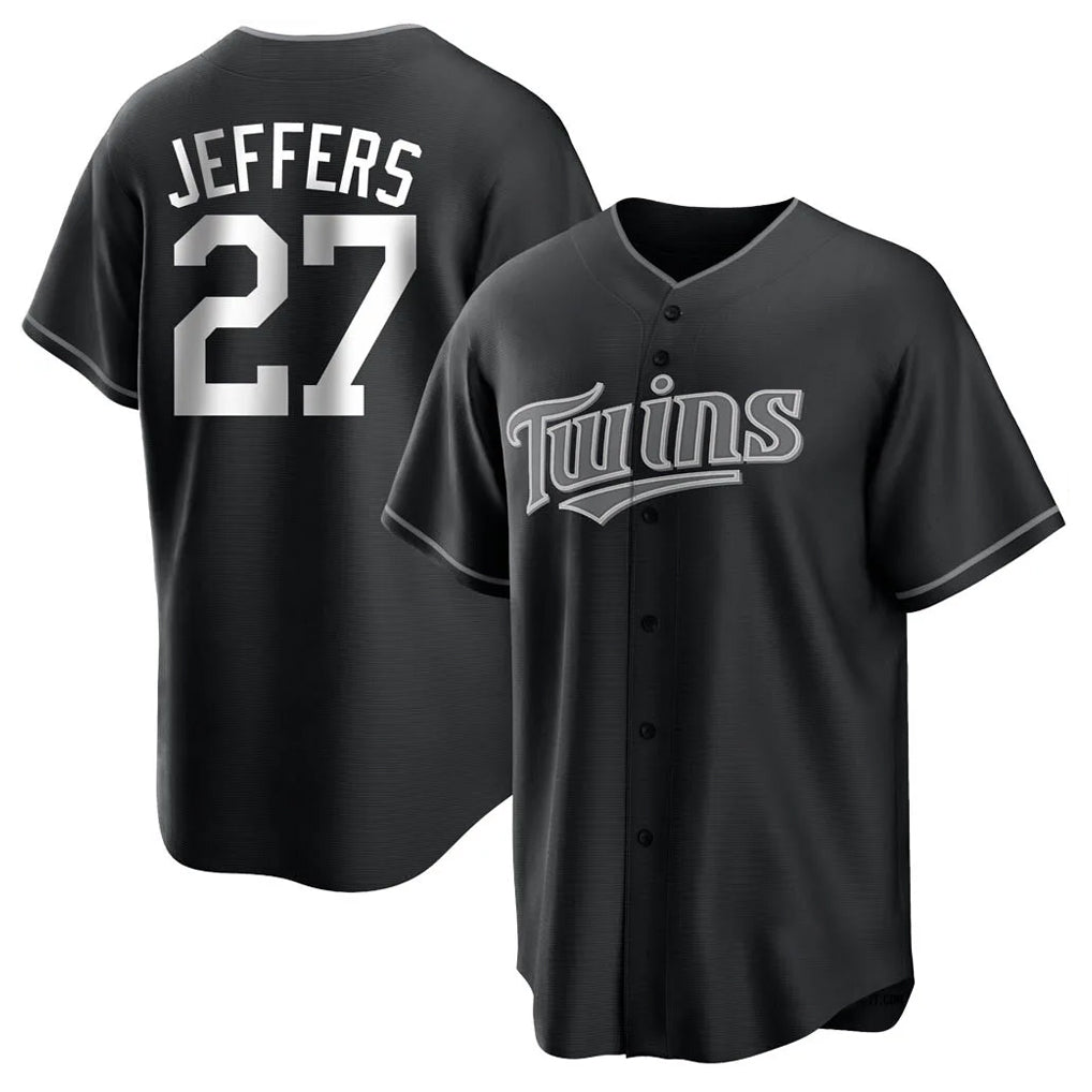 Vanessashop M.Twins #27 Ryan Jeffers Player Black Home Game Stitched Jerseys
