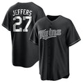 Vanessashop M.Twins #27 Ryan Jeffers Player Black Home Game Stitched Jerseys