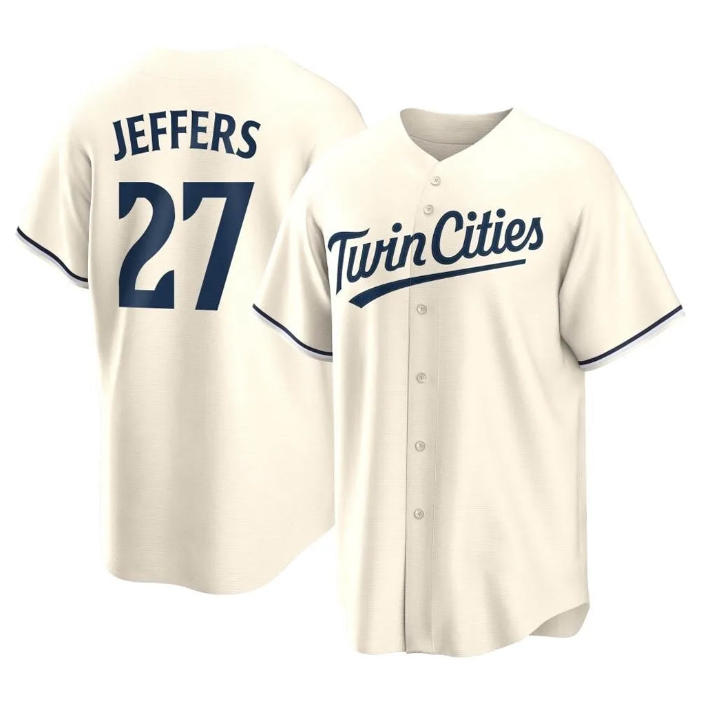 Vanessashop M.Twins #27 Ryan Jeffers Player Cream Game Limited Home Stitched Jerseys