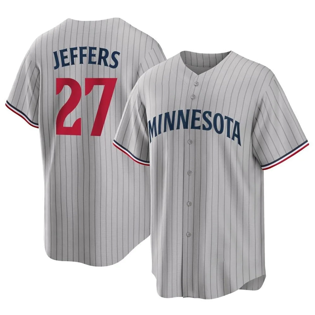 Vanessashop M.Twins #27 Ryan Jeffers Player Gray Game Limited Home Stitched Jerseys