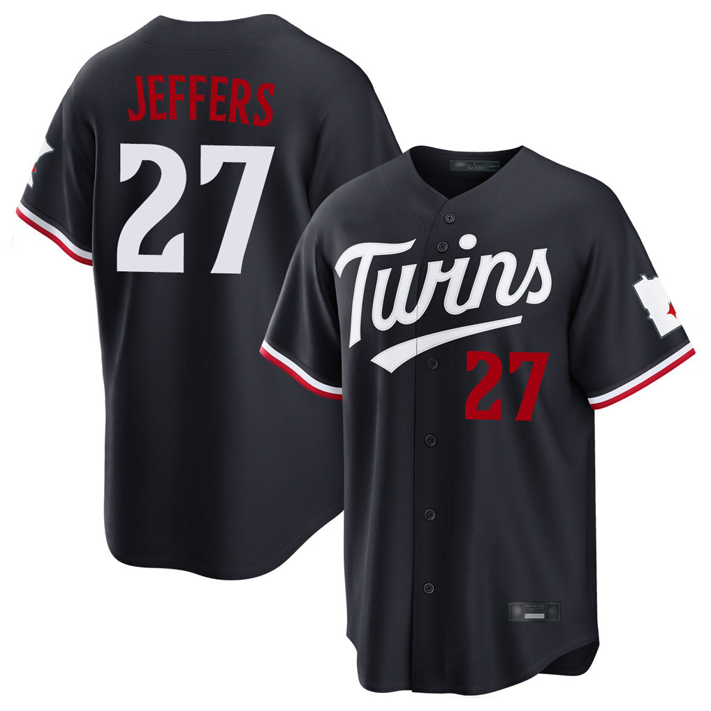 Vanessashop M.Twins #27 Ryan Jeffers Player Navy Home Game Stitched Jerseys