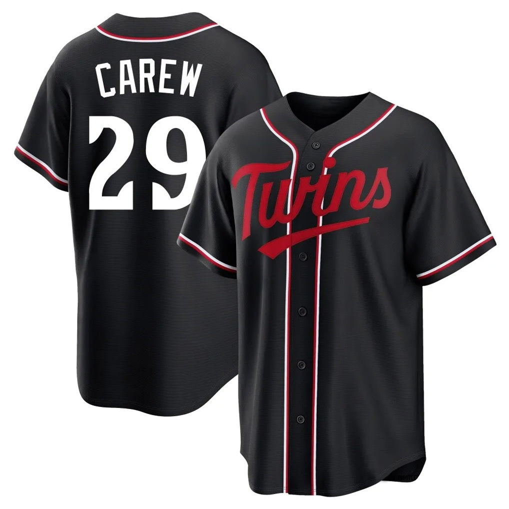 Vanessashop M.Twins #29 Rod Carew Player Black Fashion Out Home Limited Stitched Jerseys