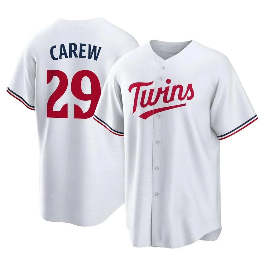 Vanessashop M.Twins #29 Rod Carew Player White Home Game Stitched Jerseys
