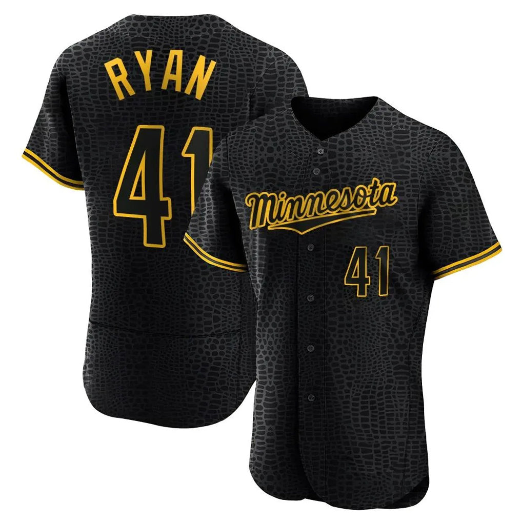 Vanessashop M.Twins #41 Joe Ryan Player Black Snake Skin City Home Limited Elite Stitched Jerseys