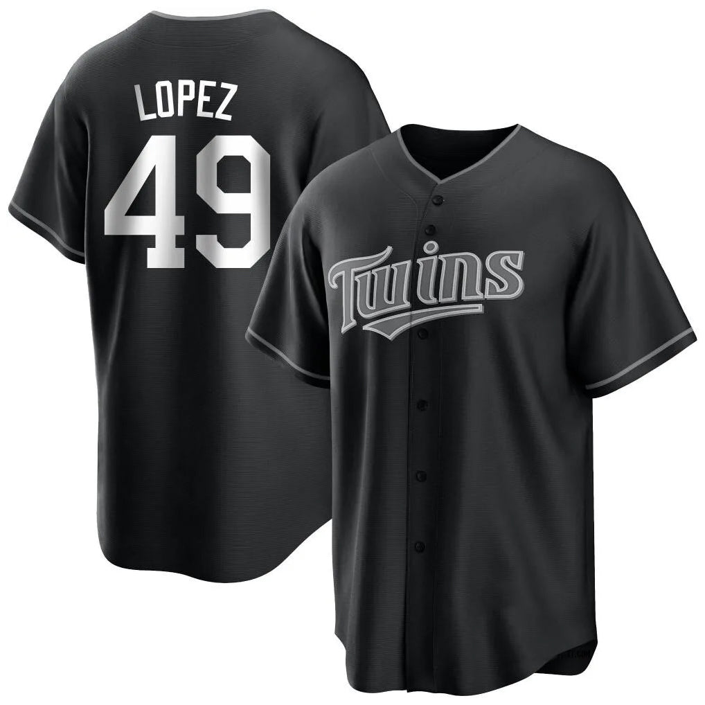 Vanessashop M.Twins #49 Pablo Lopez Player Black Home Game Stitched Jerseys