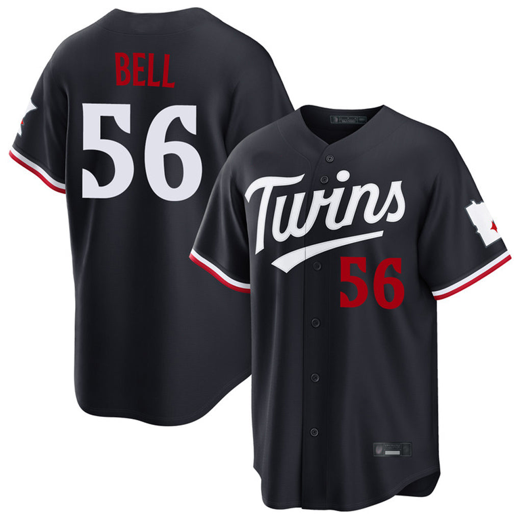 Vanessashop M.Twins #56 Josh Bell Player Navy Home Game Stitched Jerseys
