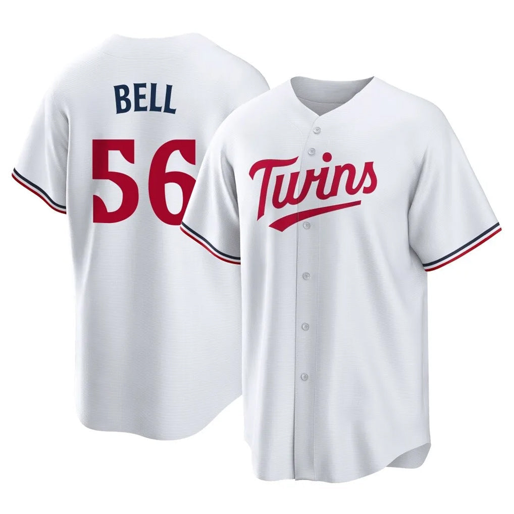 Vanessashop M.Twins #56 Josh Bell Player White Home Game Stitched Jerseys