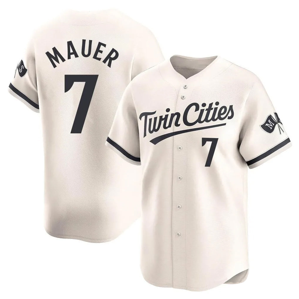Vanessashop M.Twins #7 Joe Mauer Player Cream Home Limited Stitched Jerseys