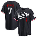 Vanessashop M.Twins #7 Joe Mauer Player Navy Home Game Stitched Jerseys