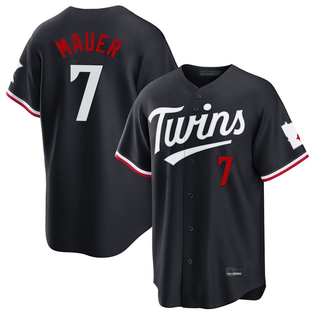 Vanessashop M.Twins #7 Joe Mauer Player Navy Home Game Stitched Jerseys