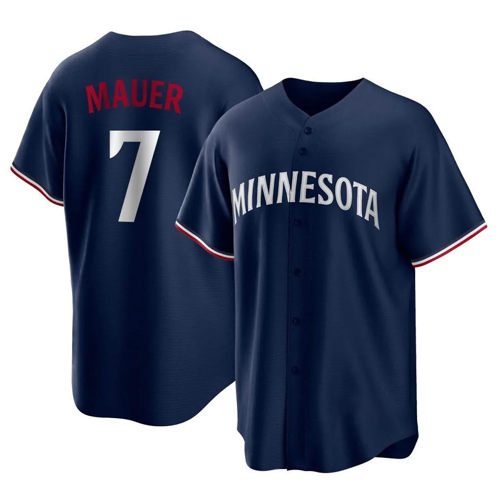 Vanessashop M.Twins #7 Joe Mauer Player Navy Replica Alternate Home Stitched Jerseys