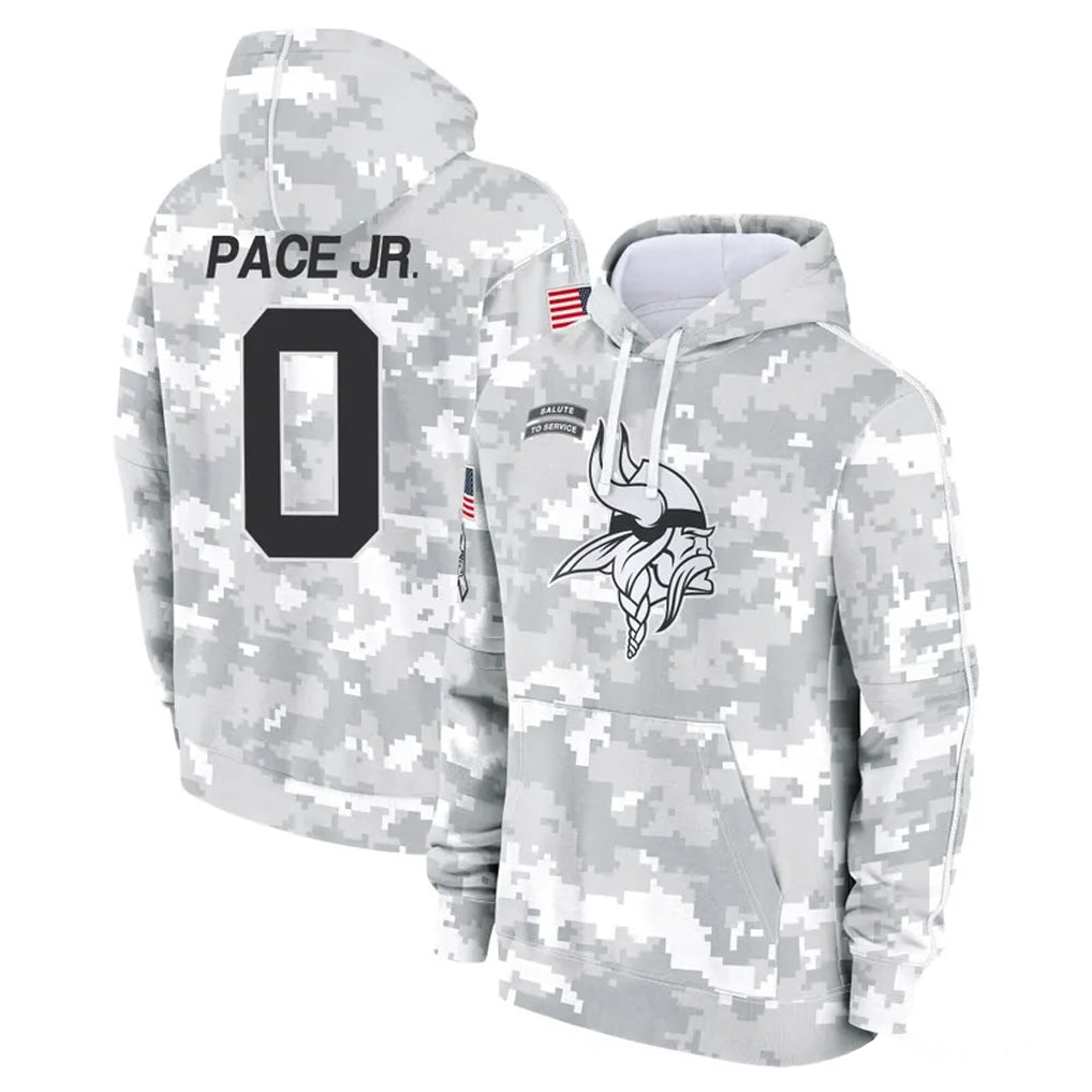 Vanessashop M.Vikings #0 Ivan Pace Jr. Player Arctic Camo Salute to Service Pullover Hoodies Limited Game Stitched Jerseys