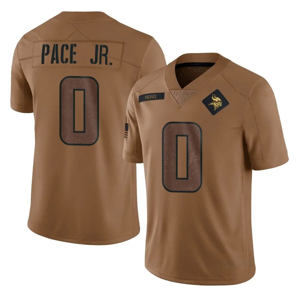 Vanessashop M.Vikings #0 Ivan Pace Jr. Player Brown Salute To Service Limited Stitched Jerseys