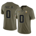 Vanessashop M.Vikings #0 Ivan Pace Jr. Player Olive Salute To Service Limited Game Stitched Jerseys