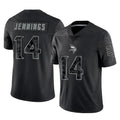 Vanessashop M.Vikings #14 Jauan Jennings Player Black Reflective LImited Home Game Stitched Jerseys