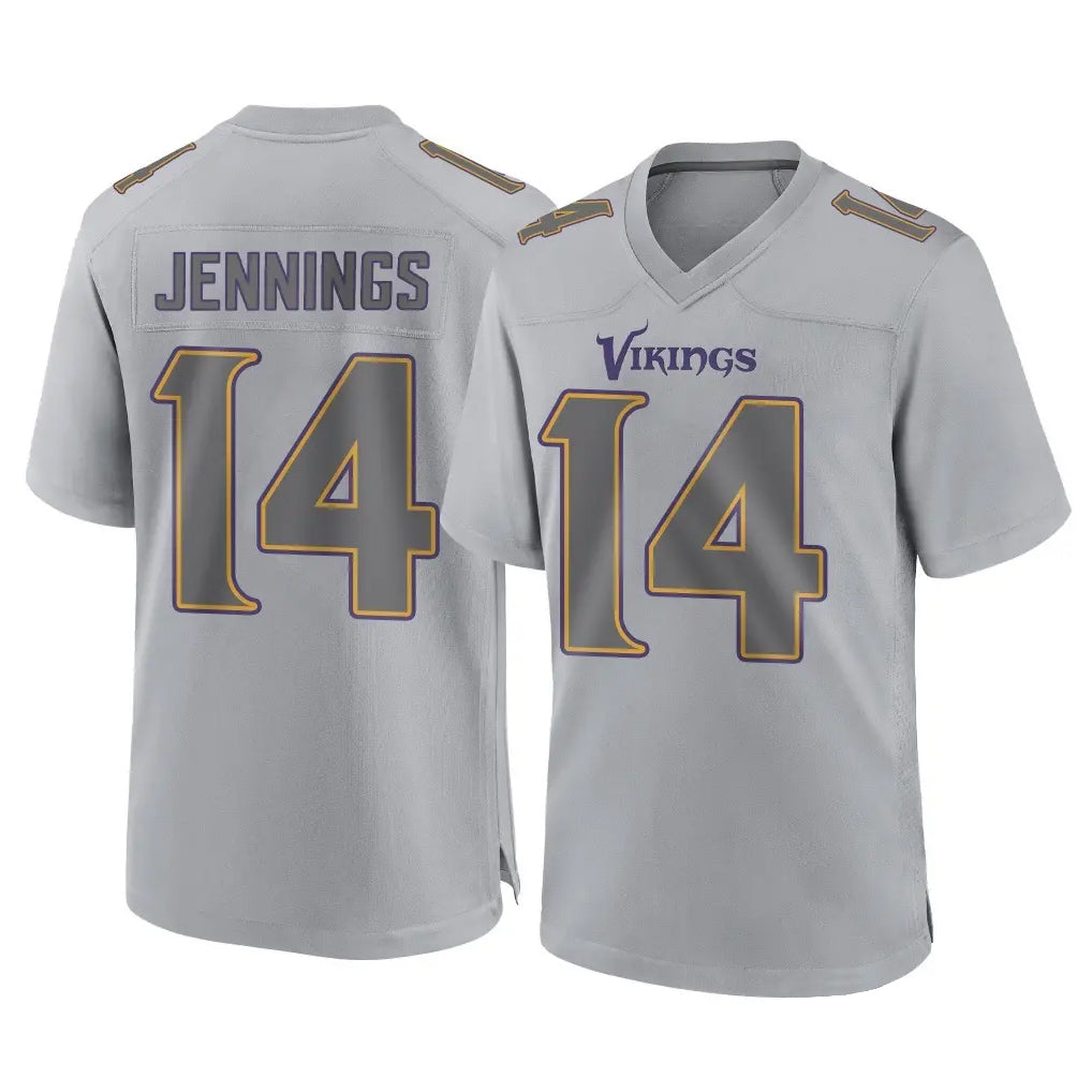 Vanessashop M.Vikings #14 Jauan Jennings Player Gray Atmosphere Fashion Home Game Stitched Jerseys