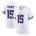 Vanessashop M.Vikings #15 Dallas Turner Player White Alternate Home Game Stitched Jerseys